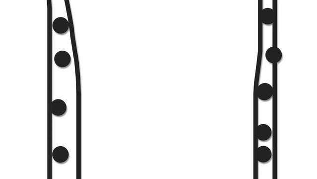 Rapid movement or oscillation of two pillars with circles.