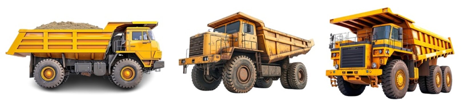 Collection of PNG. Dump truck isolated on a transparent background.