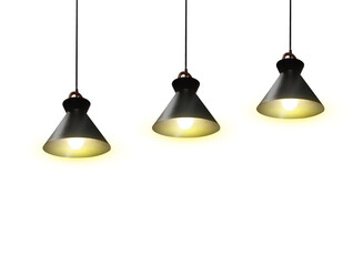 golden hanging light bulbs idea transparent background