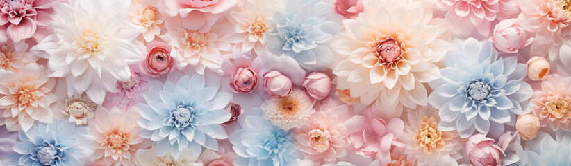banner abstract spring background floral arrangement in pastel colors