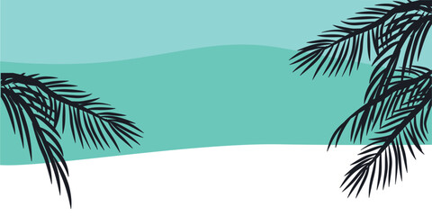 Fototapeta na wymiar Minimal summer exotic concept with copy space. Palm tree against the sky. Vector ıllustratıon.