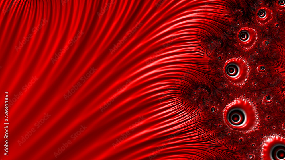 Poster scarlet and black intricate spiral pattern and similar circular motif design
