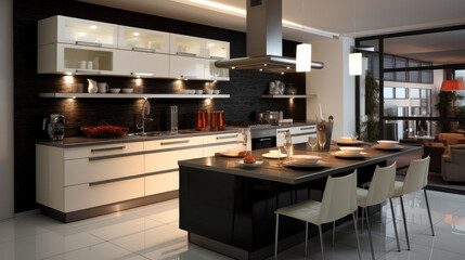 modern kitchen interior with kitchen. AI generative