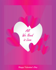 Happy valentines day. Vector banner, greeting card, flayer, poster,  with text Happy valentines day