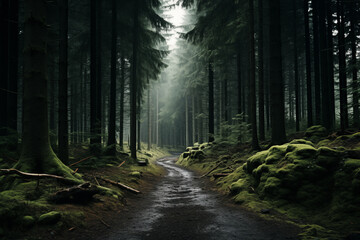 Obraz premium Green forest environment. Beautiful Forest