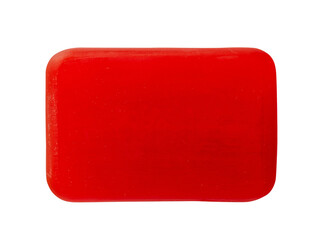 Red Soap Bar Isolated, Body Care Cosmetic, Fruit Soapy Detergent, Solid Shampoo, Glycerin Soap