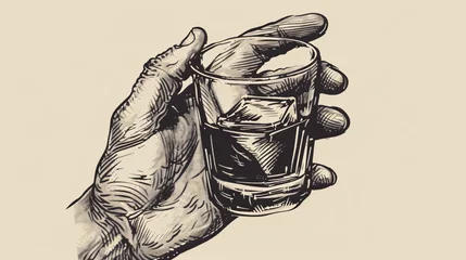 Fototapeten Male hand holding a shot of alcohol © Salman