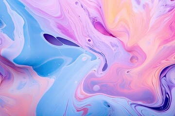 Fototapeta na wymiar Surreal Swirls of Pastel Colors Creating a Dreamy Liquid Marble Texture
