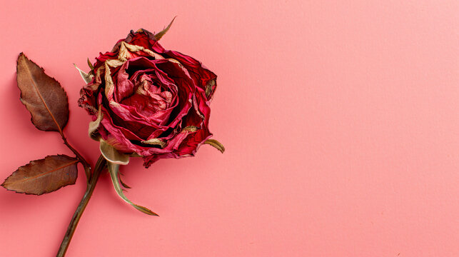 Dried withered red rose