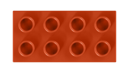 Cayenne Lego Block Isolated on a White Background. Close Up View of a Plastic Children Game Brick for Constructors, Top View. High Quality 3D Rendering with a Work Path. 8K Ultra HD, 7680x4320