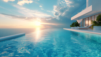 luxury swimming pool in Santorini.generative ai