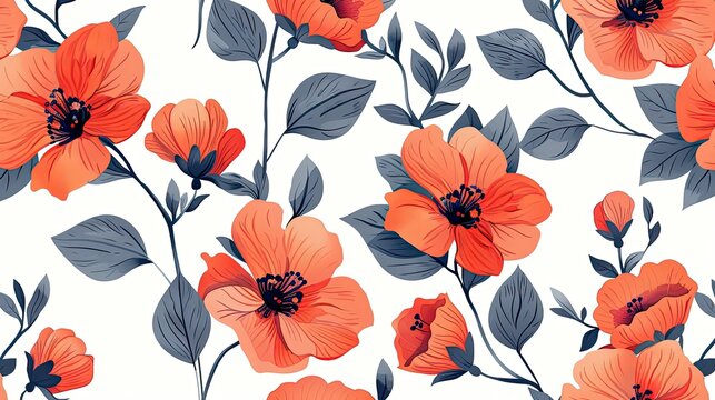 flowers in the style of art deco, simple pattern, on a pure white background