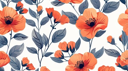 flowers in the style of art deco, simple pattern, on a pure white background
