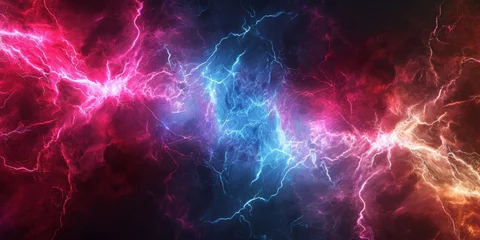 Tuinposter a blue and pink lightning © Aliaksandr Siamko