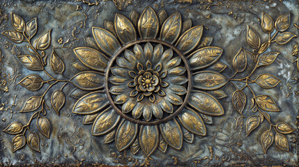 Vintage Bronze Floral Relief Sculpture