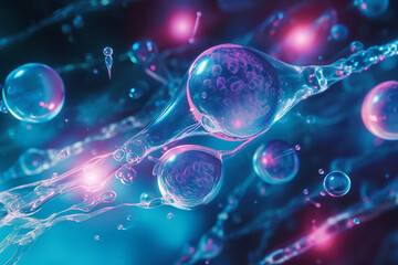 futuristic style human stem cell, scientific illustrations
