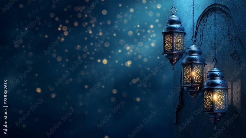 Wall mural ramadan decoration background with copy space