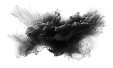 Black smoke with dusts on empty transparent background. Isolated abstract brush. Generative ai - 739853034