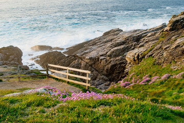 Rough and rocky shore at Malin Head, Ireland's northernmost point, Wild Atlantic Way, spectacular coastal route. Numerous Discovery Points. Co. Donegal