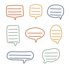 collection set of colorful speech bubble balloon, think, speak, talk, text box banner, flat design vector illustration