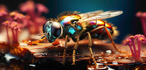 A close-up of a charming little insect, surrounded by a gently blurred backdrop, creating a visually appealing and realistic image taken with an HD camera.