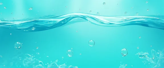 Gardinen Welle auf bewegter Wasseroberfläche, Nahaufnahme in der Mitte des Bildschirms. Unter der Wasseroberfläche mitten im Meer. © Cobe