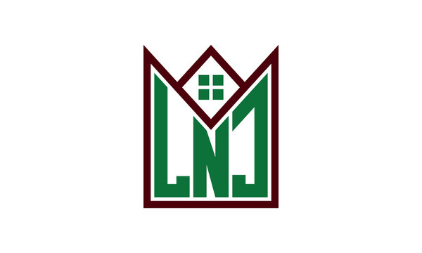 LNJ initial letter real estate builders logo design vector. construction ,housing, home marker, property, building, apartment, flat, compartment, business, corporate, house rent, rental, commercial