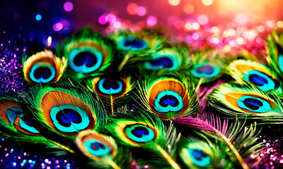 beautiful easter background with feathers. Selective focus.
