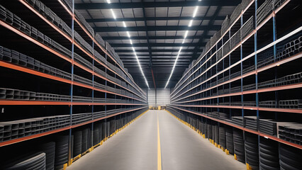 Warehouse for finished products, warehouse for storing metal pipes.