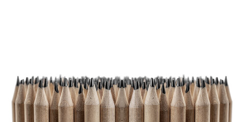 Group of sharpen wooden pencils on white background