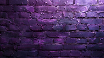 Long Panorama Of Purple Or Lilac Brick Wall With Vignette. Purple Brick Wall As Background To Place Text Or Graffiti. Copy Space And Abstract Web Banner. generative ai