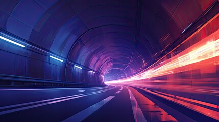 Highway Tunnel, Empty, Lights, grey and purple Gradients