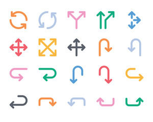 Bold line color icons set for Arrow.