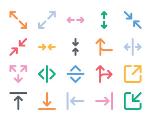 Bold line color icons set for Arrow.