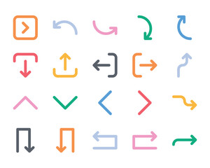 Bold line color icons set for Arrow.