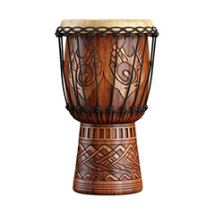 Djembe Musical Instrument brown isolated on Transparent background