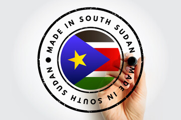Made in South Sudan text emblem badge, concept background
