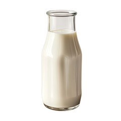 Fresh milk in a glass bottle isolated on transparent background