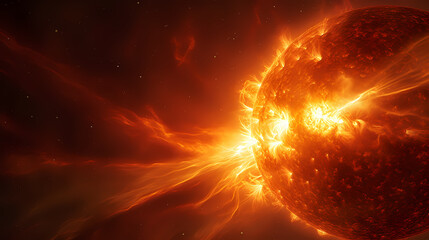 Hot and dynamic activity on the sun's surface, including solar flares and prominences