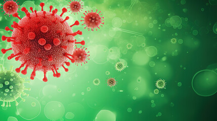 virology green and red background, with empty copy space