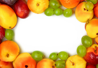 fruits and vegetables on white