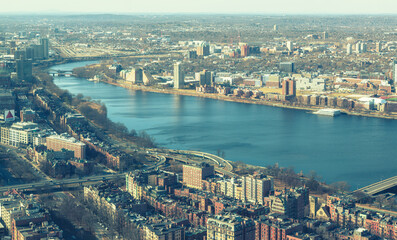 Fototapeta premium aerial view of Charles river,