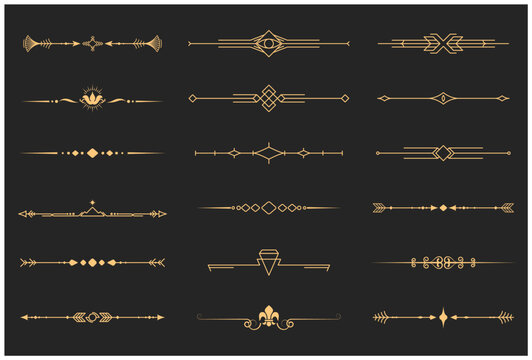 Fototapeta Mystical text vignettes and delimiters in tarot style, esoteric dividers and separators set, book spacer, vector