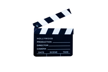 Clapperboard isolated on white background with clipping path