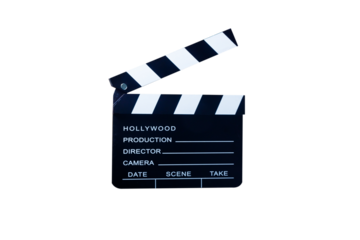 Clapperboard isolated on white background with clipping path