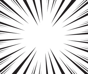Obraz premium Comic burst background. Halftone effect. Abstract radial, convergent lines. Explosion, radiation, zoom, visual effect. Sun or star rays for Comic Books in pop art style. 