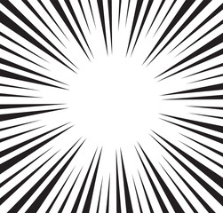 Fototapeta premium Comic burst background. Halftone effect. Abstract radial, convergent lines. Explosion, radiation, zoom, visual effect. Sun or star rays for Comic Books in pop art style. 