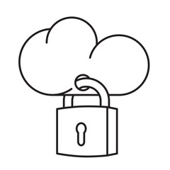 Cloud with padlock vector line icon for World Cloud Security Day on April 3 - 739866007