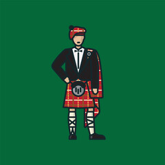Scotsman in traditional costume vector illustration for Tartan Day on April 6 - 739866412