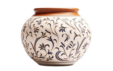 Classic Ceramic Vase with Floral Motif on white background